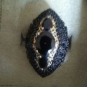 Sterling Silver Ring with Black Onyx Gemstones